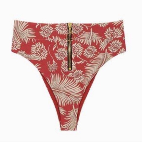 NWT Amuse Society Chicas High Waisted Floral Zip Front Cheeky Bikini Bottoms - Picture 3 of 7
